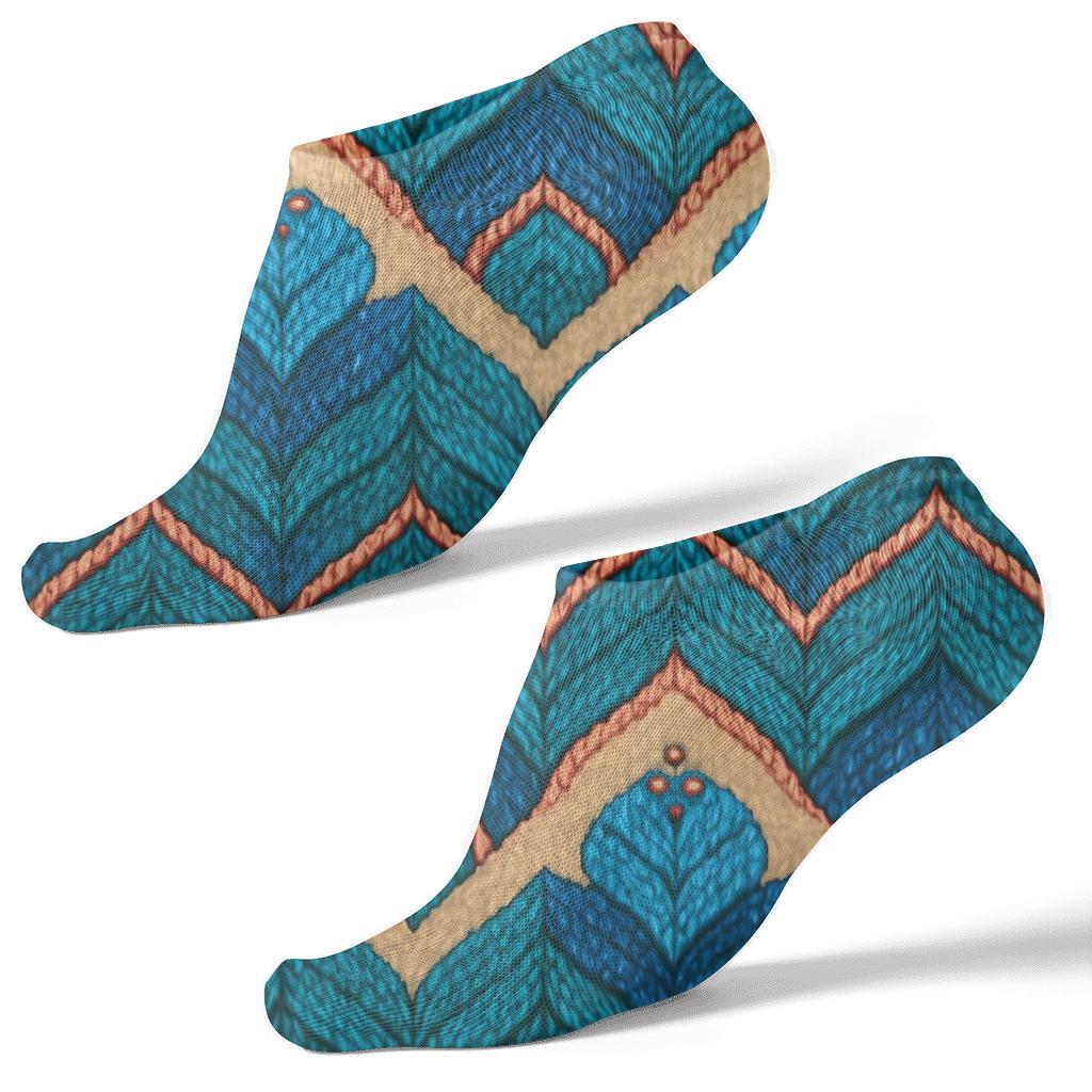 Scale Chevron Pattern In Fish Blue premium sports ankle socks