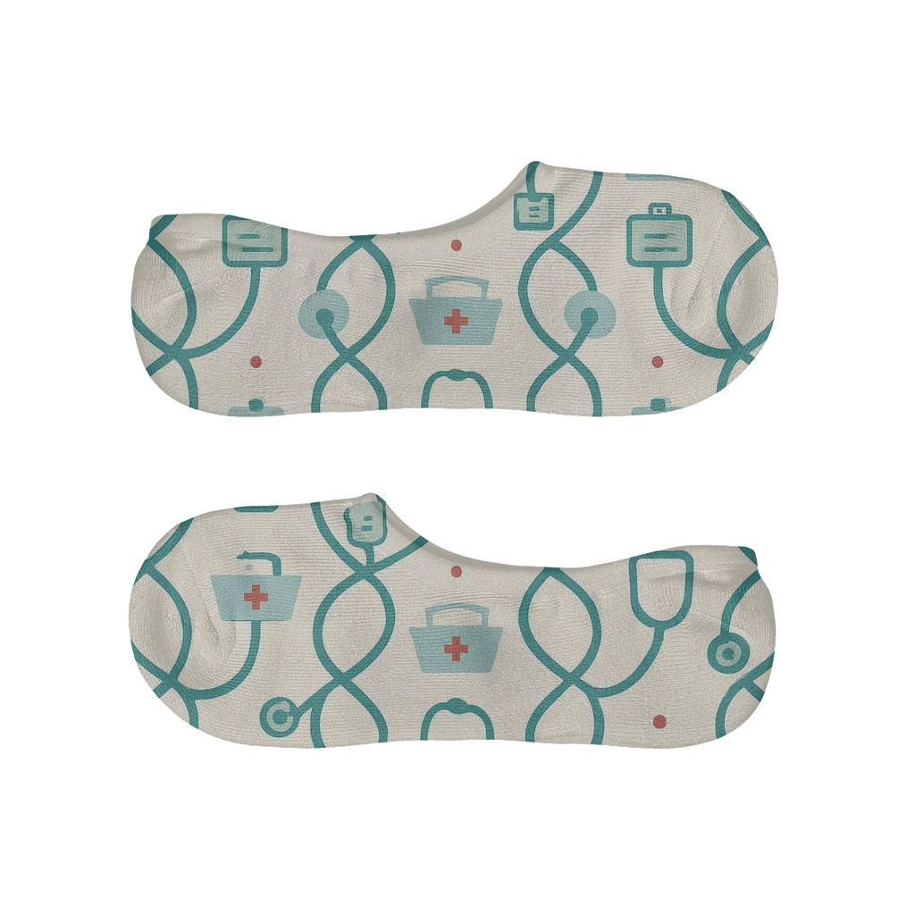 Stethoscope Loop Lattice With Nurse Accent soft cotton no-show socks