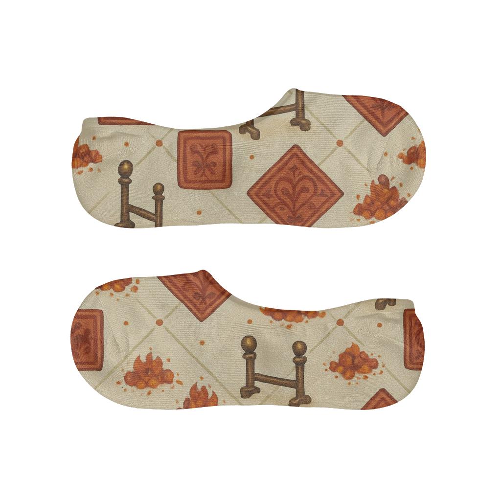 Hearth Tile Lattice With Heart Glow Accents anti-slip no-show socks