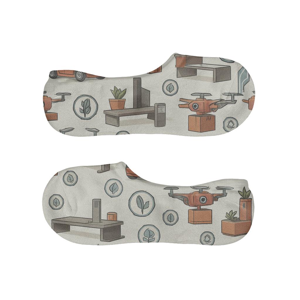 Autonomous Park Scene With 2025 Hologram Tiles anti-slip no-show socks