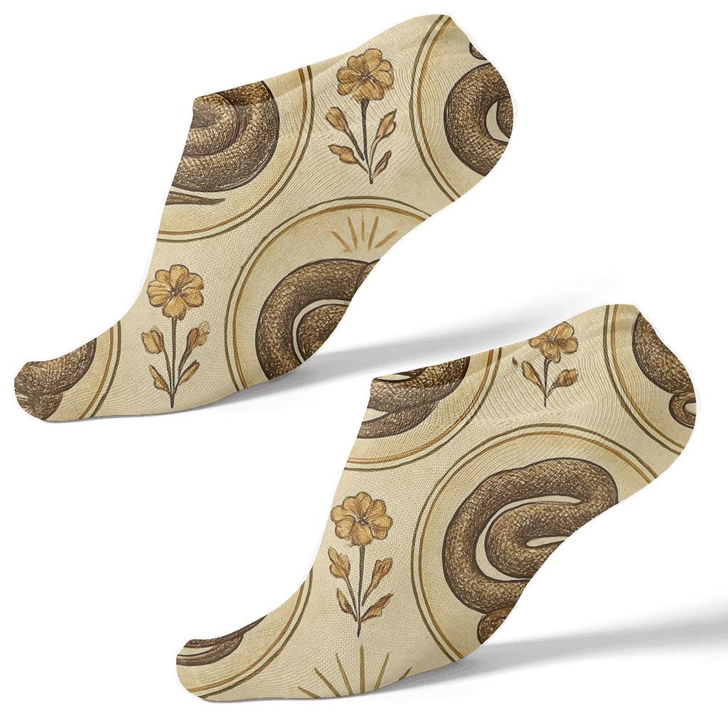 Vintage Poster Look With Coiled Serpent Snake stylish athletic ankle socks
