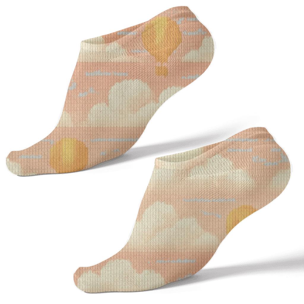 Sunrise Pastel Knit Illusion With Clouds soft everyday ankle socks
