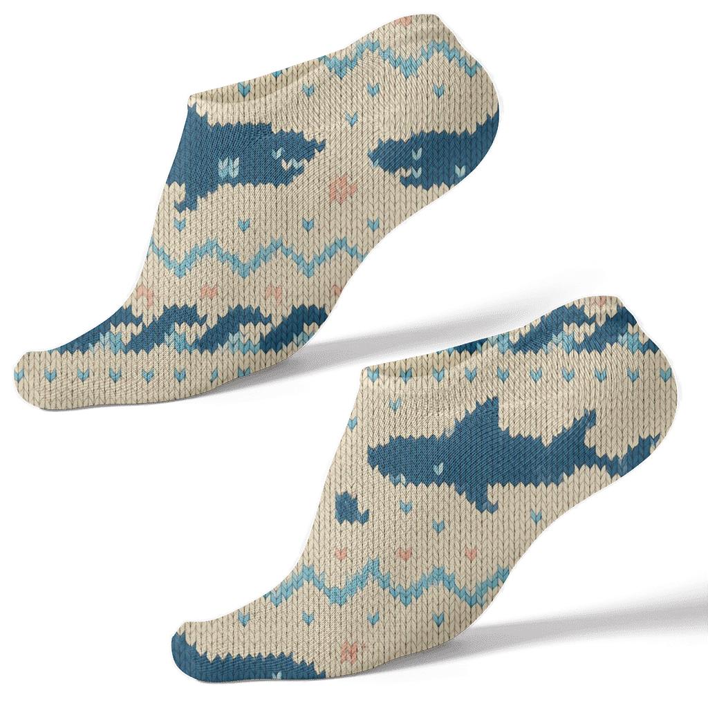 Knit Illusion Shark Current Fair Isle comfortable cotton ankle socks