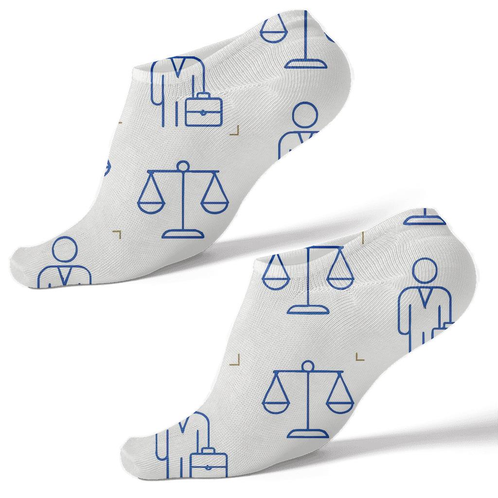 Minimalist Scales Grid With Lawyer Silhouette Accent premium sports ankle socks
