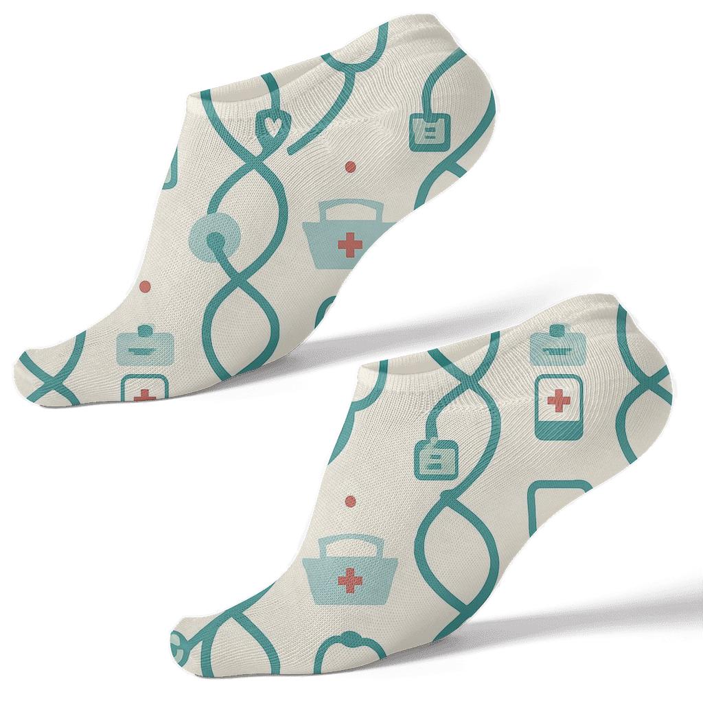 Stethoscope Loop Lattice With Nurse Accent comfortable cotton ankle socks