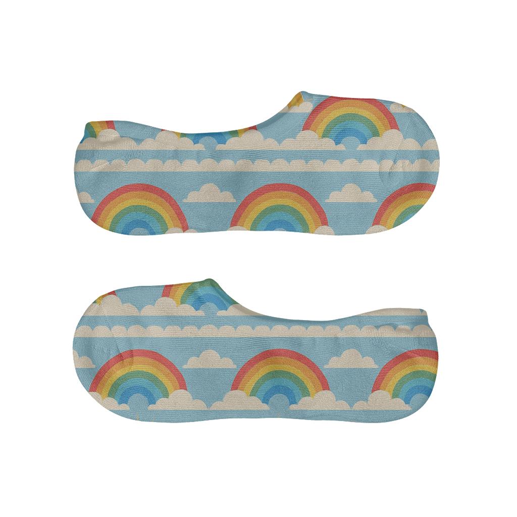 Rainbow Horizon Wrap Bands On Soft Sky Blue breathable seamless no-show sockscustom no-show socks