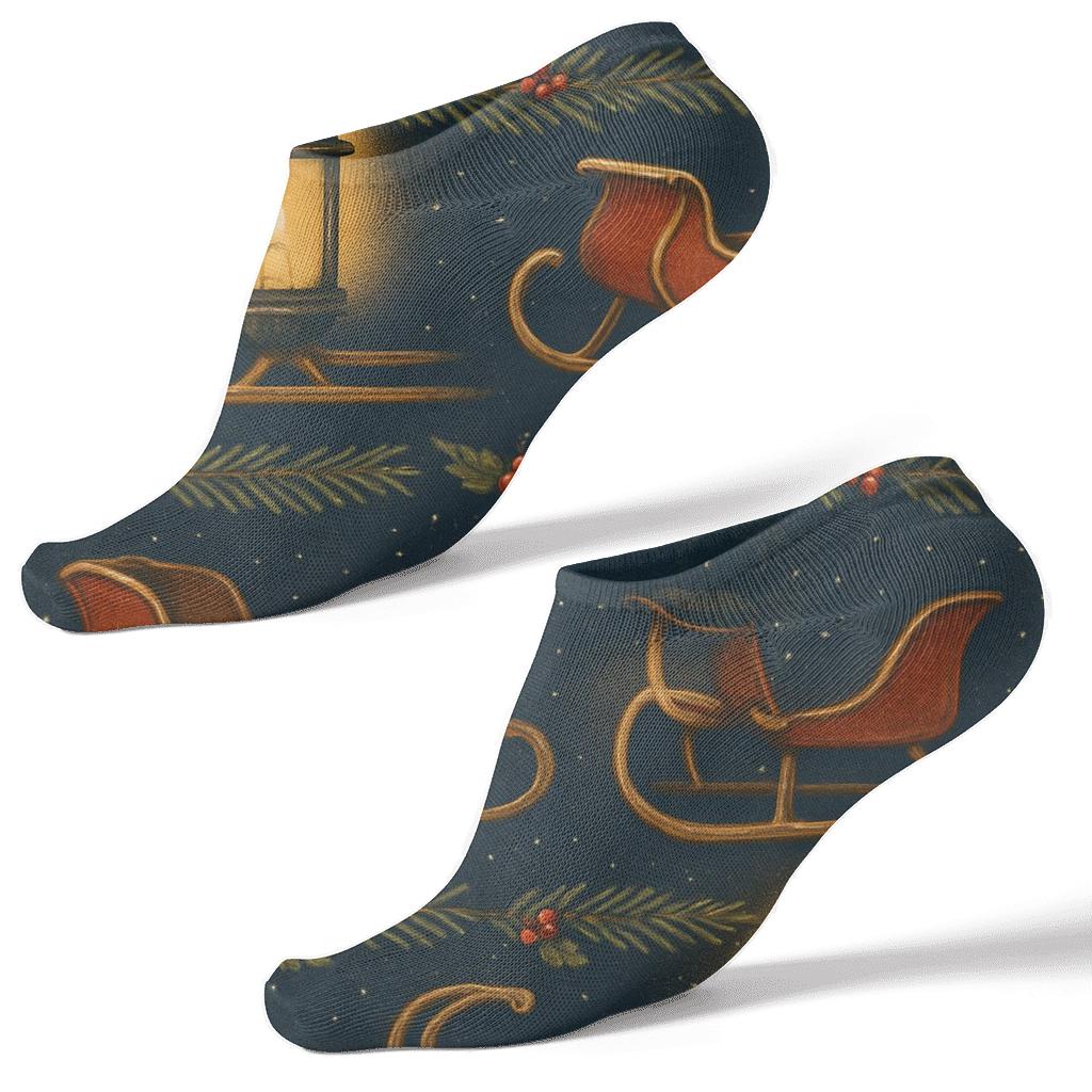 Lantern Lit Runners Sleigh Pattern Bands trendy patterned ankle socks