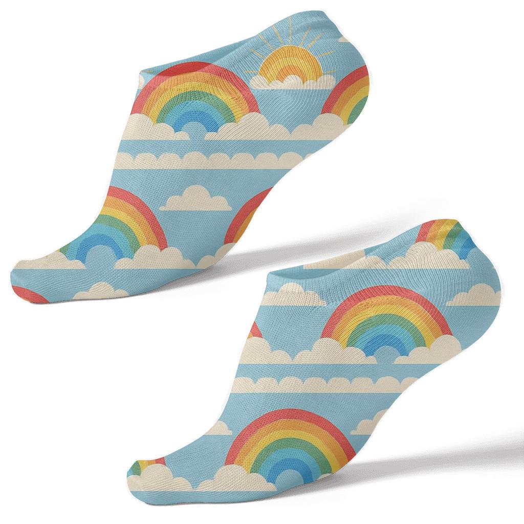 Rainbow Horizon Wrap Bands On Soft Sky Blue unique graphic ankle socks