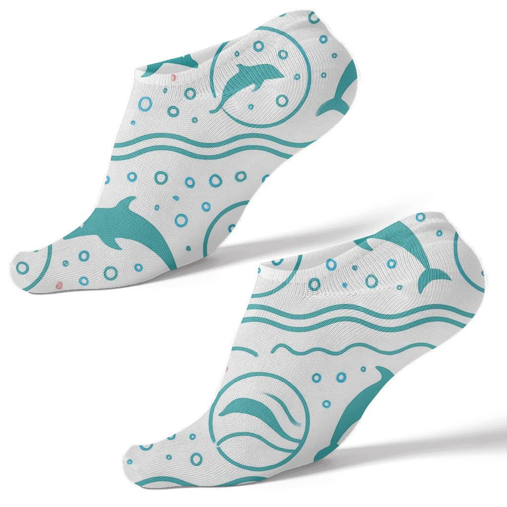 Ocean Bands With Dolphin Pod Rhythm trendy patterned ankle socks