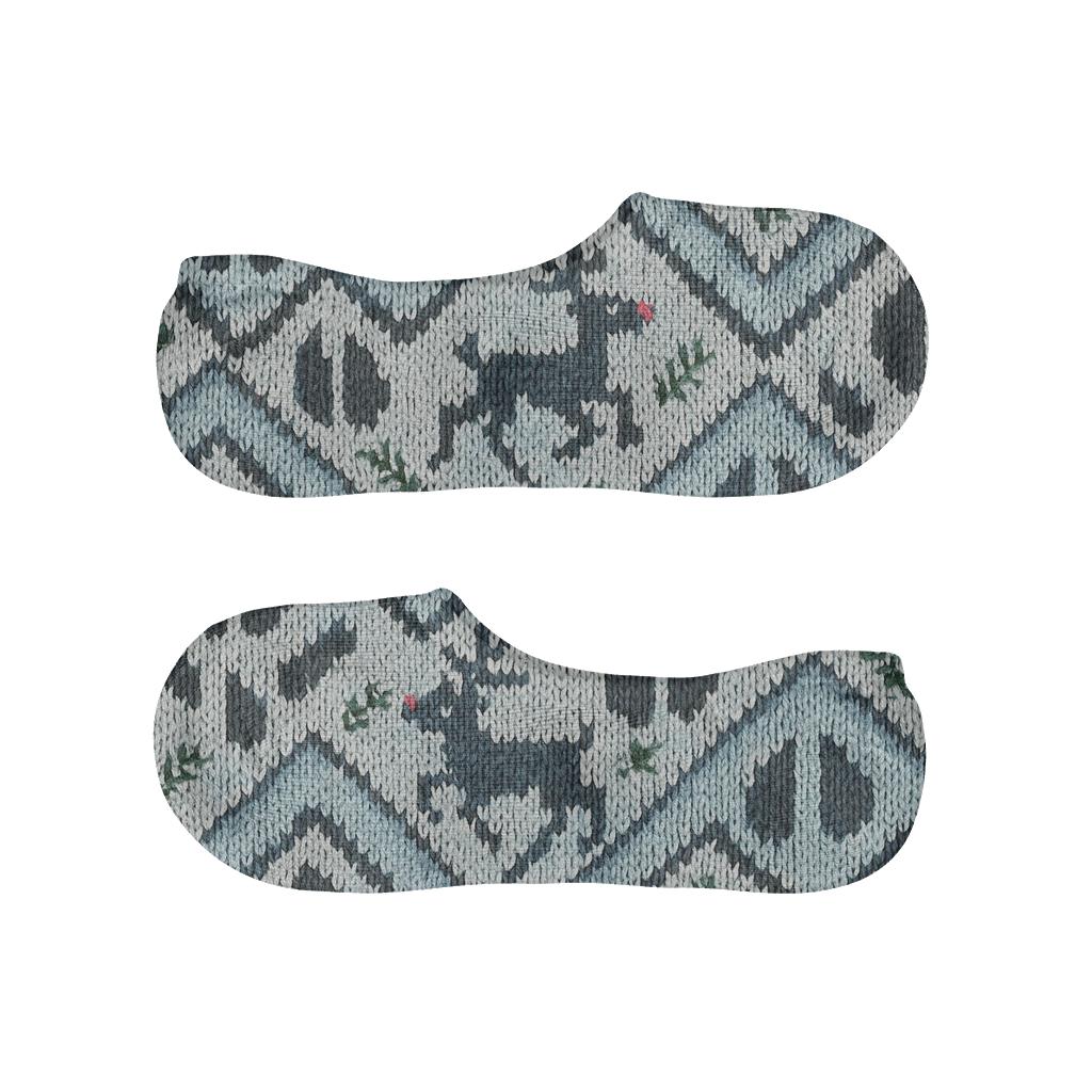 Knitted Pattern Illusion With Reindeer Tracks Chevron personalized invisible socks