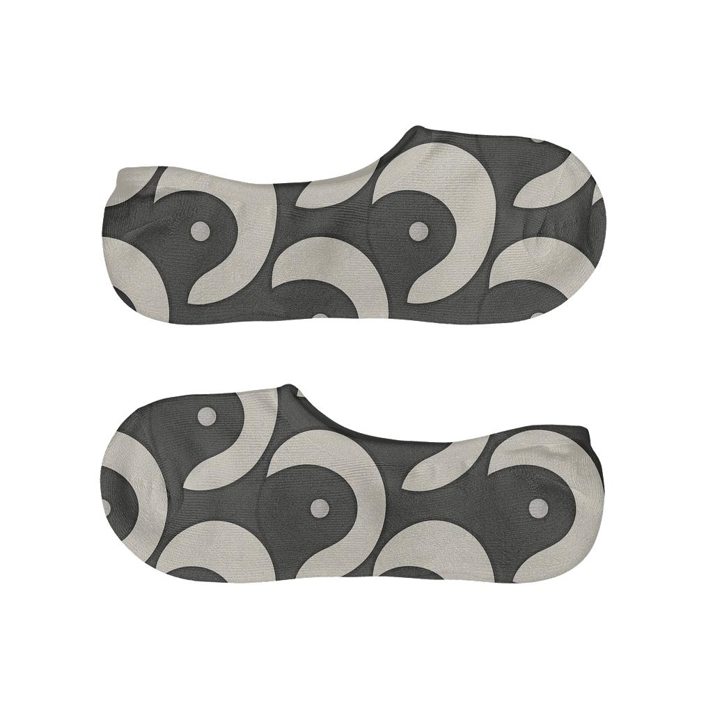 Charcoal Teardrop Tessellation With Silver Dot Lattice personalized no-show socks