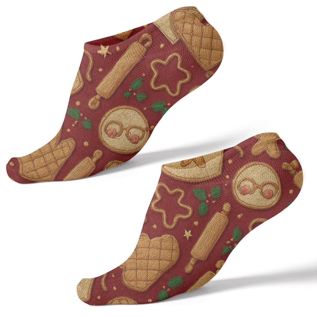 Mrs. Claus Hearthside Baking Tessellation unique graphic ankle socks