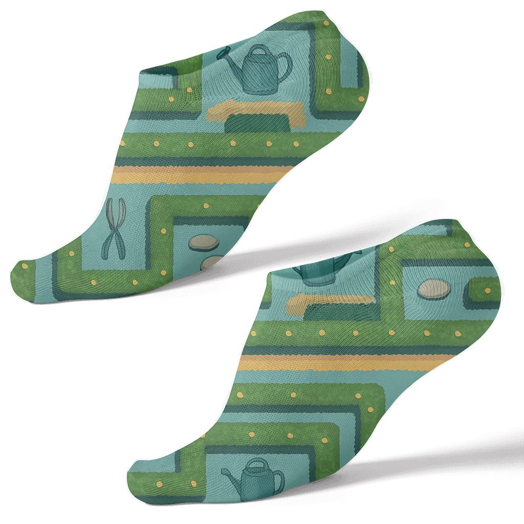Hedge Maze Bands With Landscaper Icons custom ankle socks