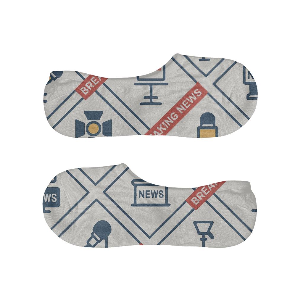 Ticker Tape Lattice With News Anchor Studio Icons breathable no-show socks
