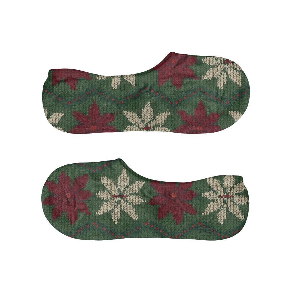 Knitted Star Bract Chevron Bands On Moss Green soft cotton no-show socks