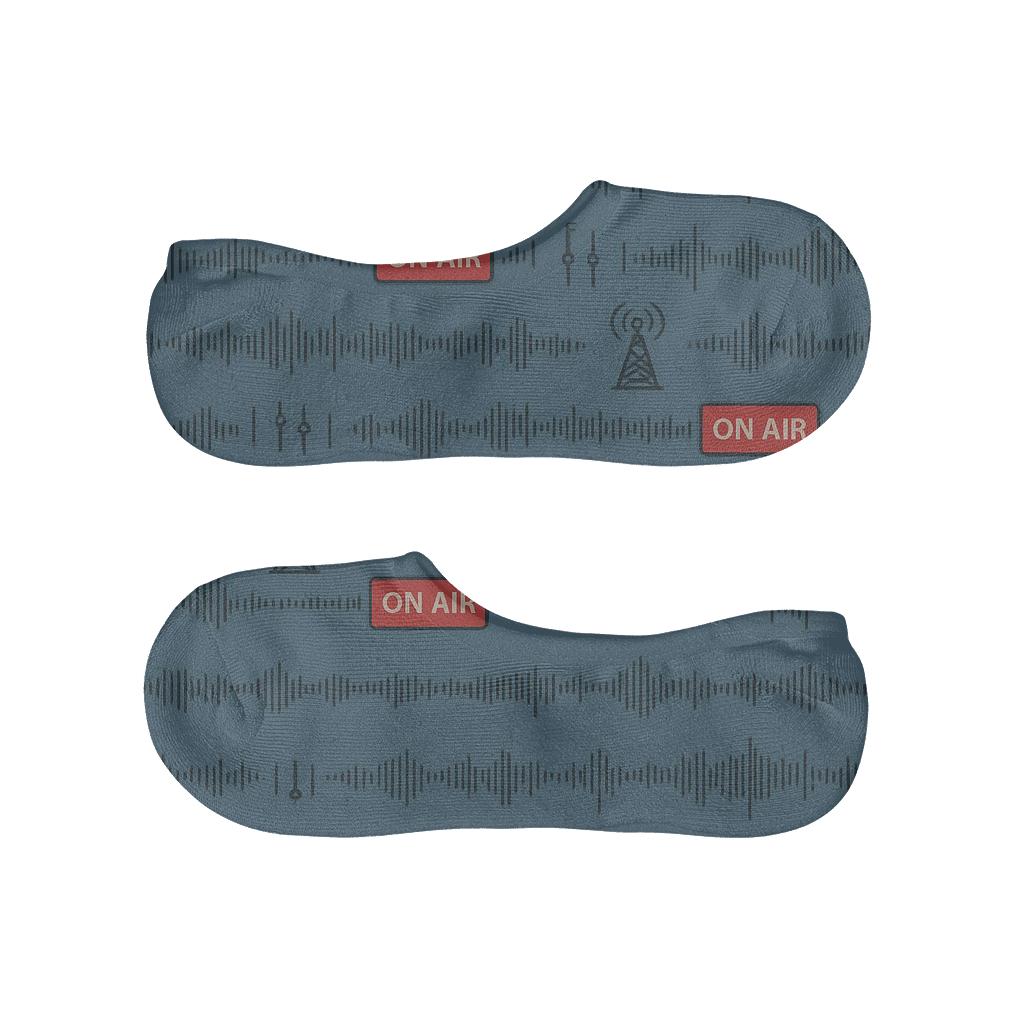 Sound Wave Bands With Radio Host Studio Icons comfortable invisible socks