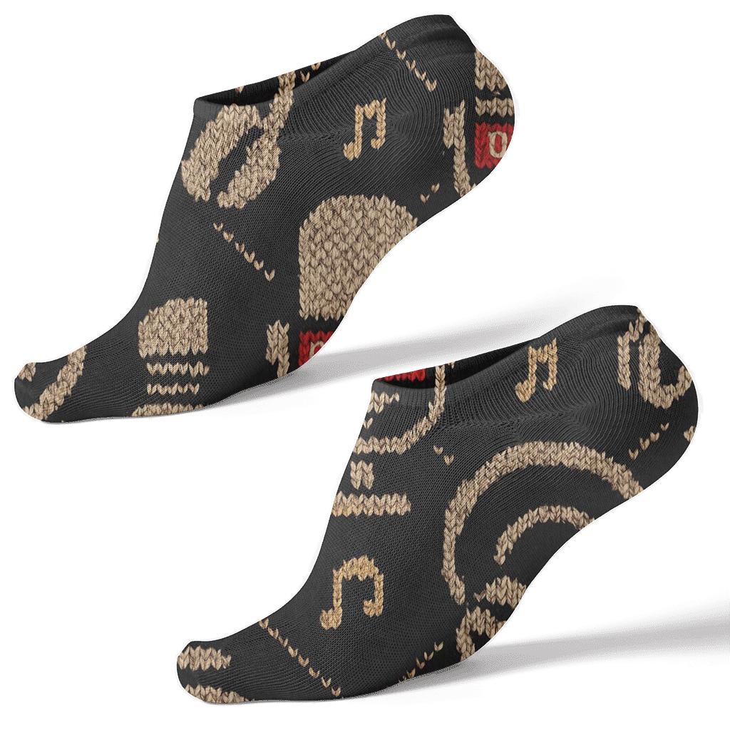 Radio Host Knit Illusion Microphone Lattice trendy patterned ankle socks