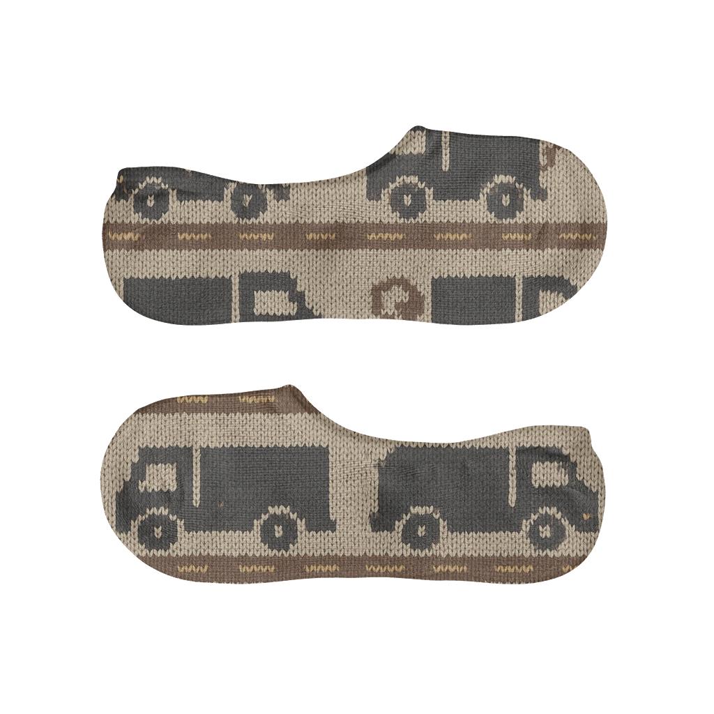 Knitted Pattern Illusion Truck Driver Grid custom no-show socks