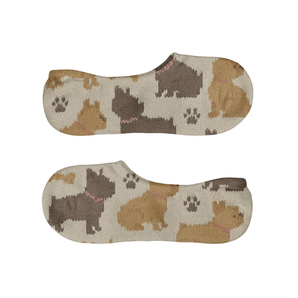 Knitted French Bulldog Cozy Cable Repeat soft cotton no-show socks