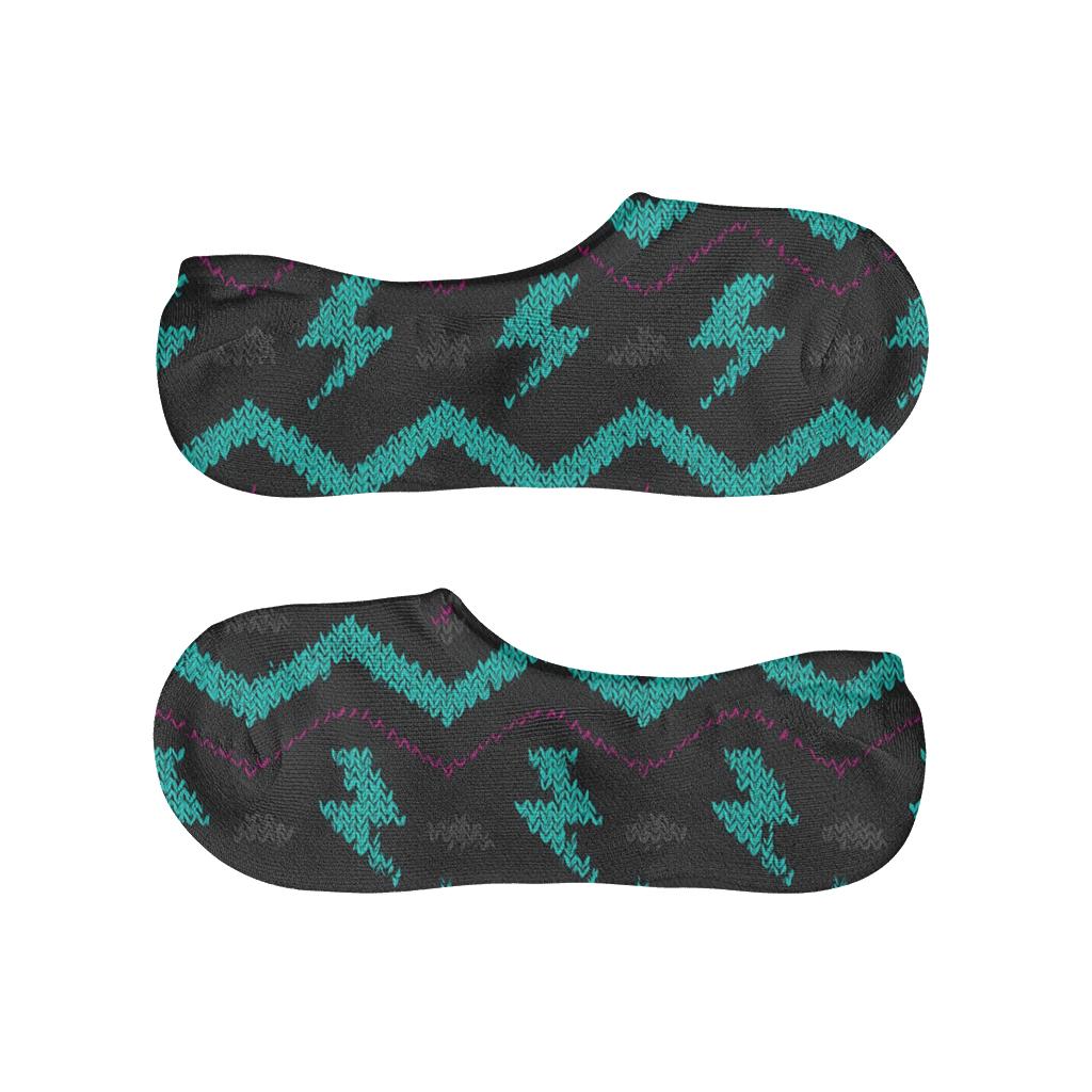 Knitted Neon Zigzag Strike Bands designer printed no-show socks