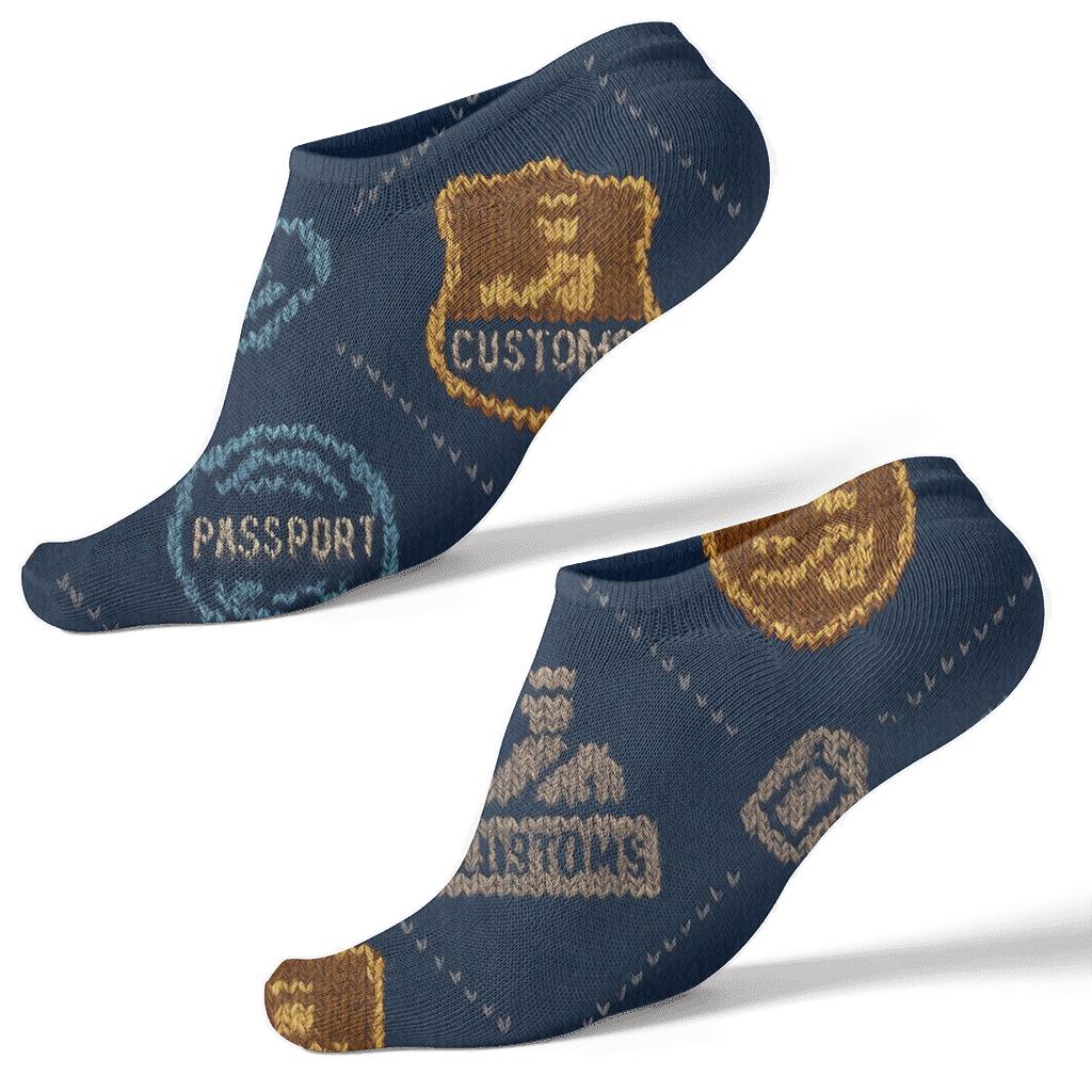 Customs Officer Badge And Stamp Knitwork Tessellation comfortable cotton ankle socks