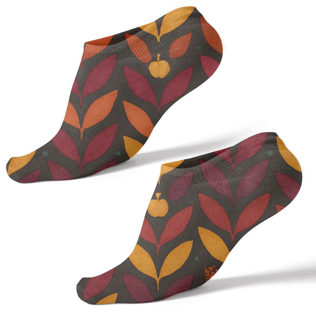 Watercolor Leaf Silhouette Chevron On Charcoal Background stylish athletic ankle socks