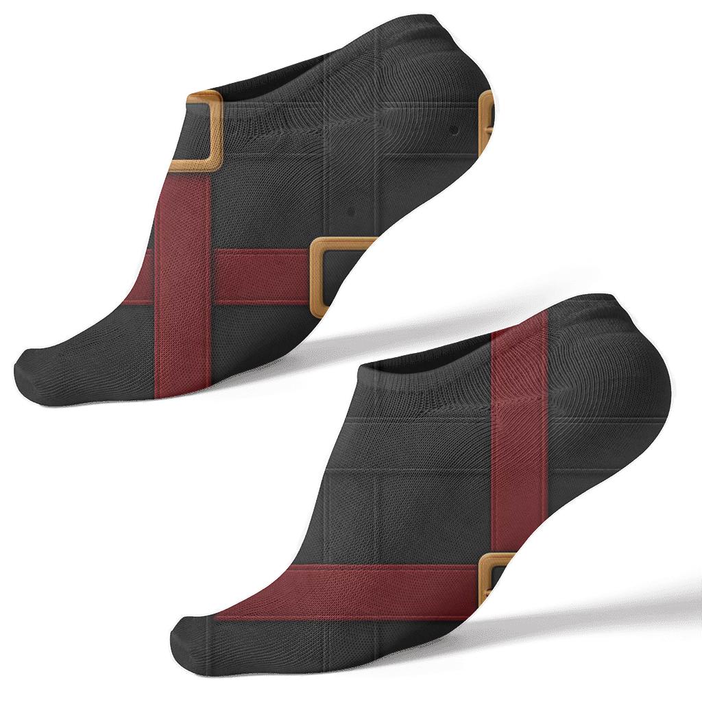 Belt Buckle Borders, Santa Edition Ankle Length Socks