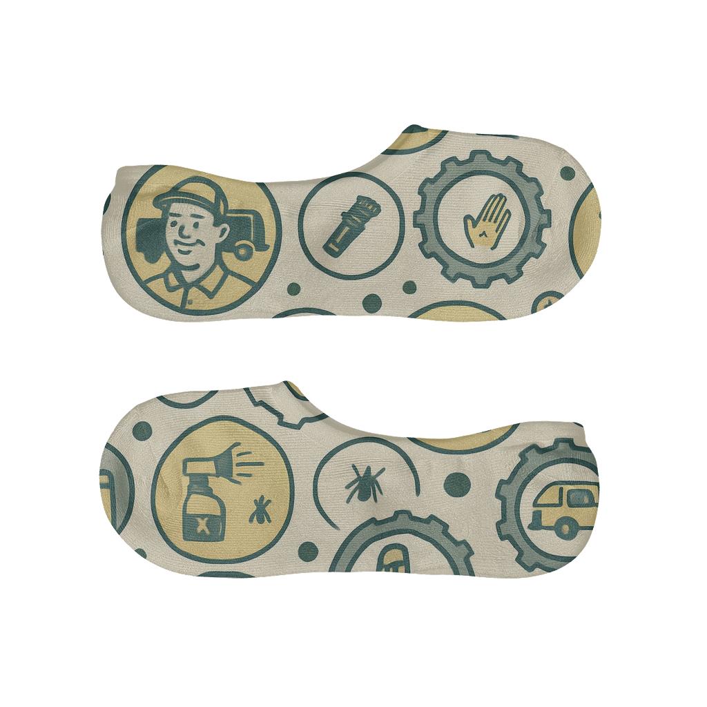 Service Collage Medallions For Pest Control Technician low cut no-show socks