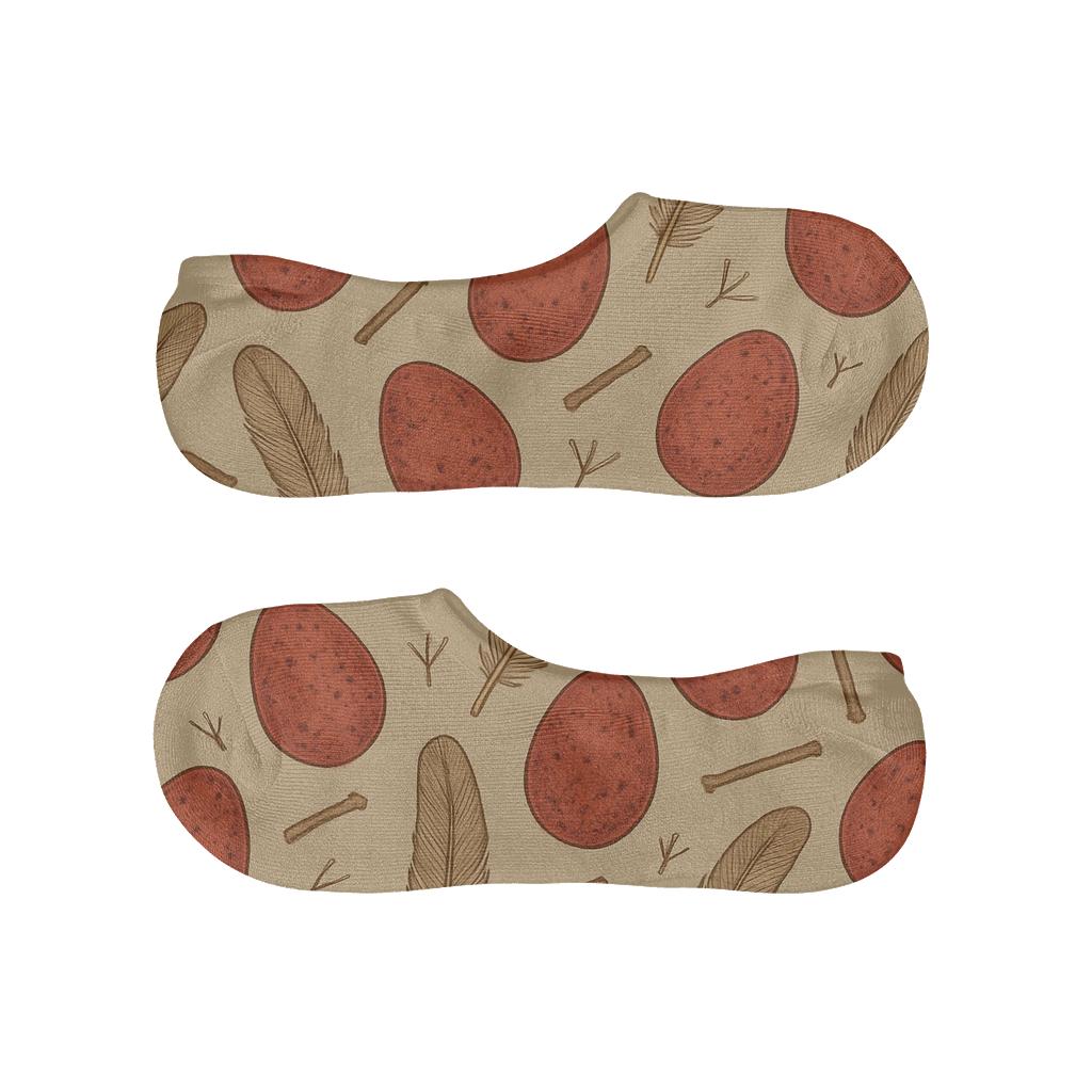 Cardinal Red Egg Scatter Rhythm On Warm Beige Background personalized no-show socks