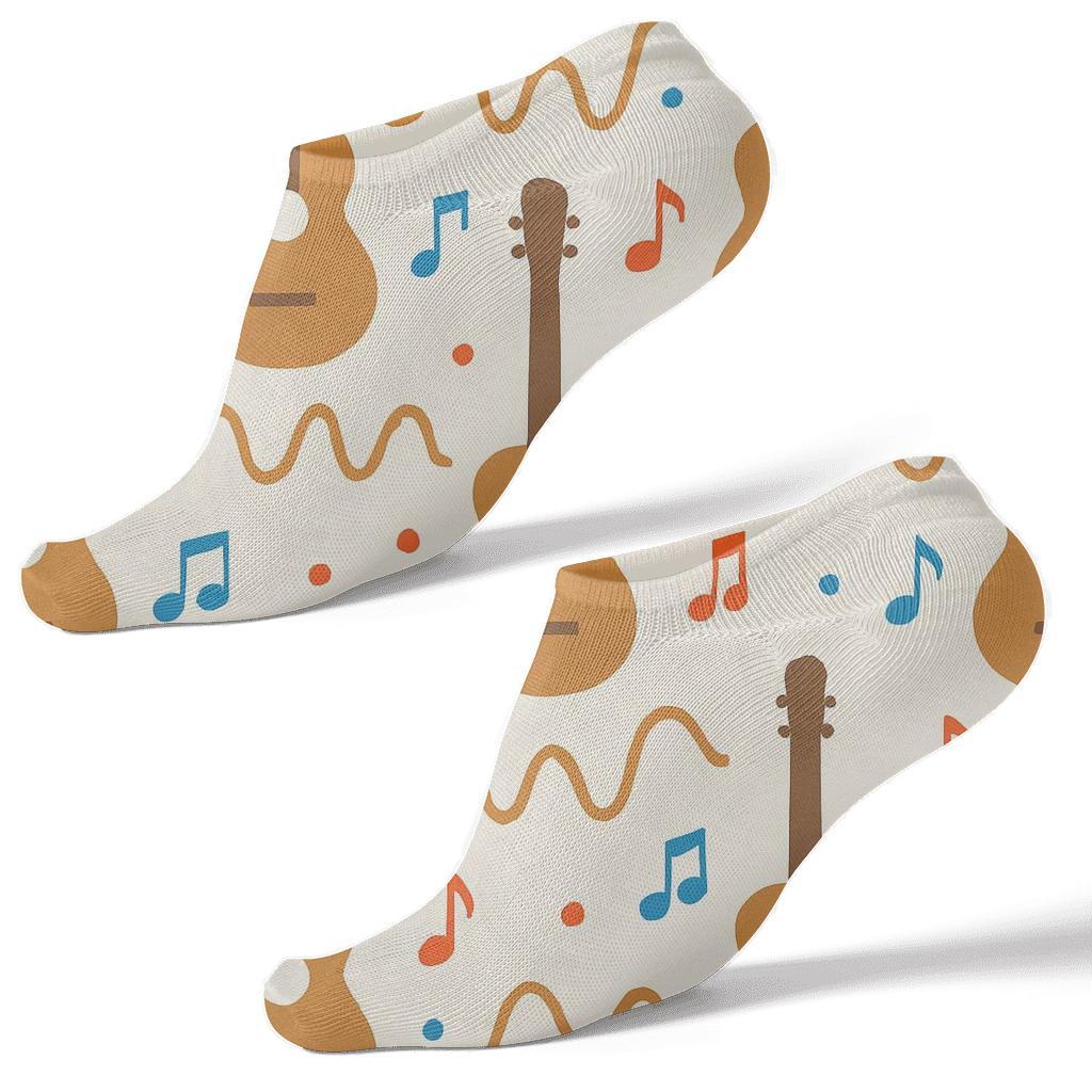 Sound Wave Lattice With Guitar Silhouettes premium sports ankle socks