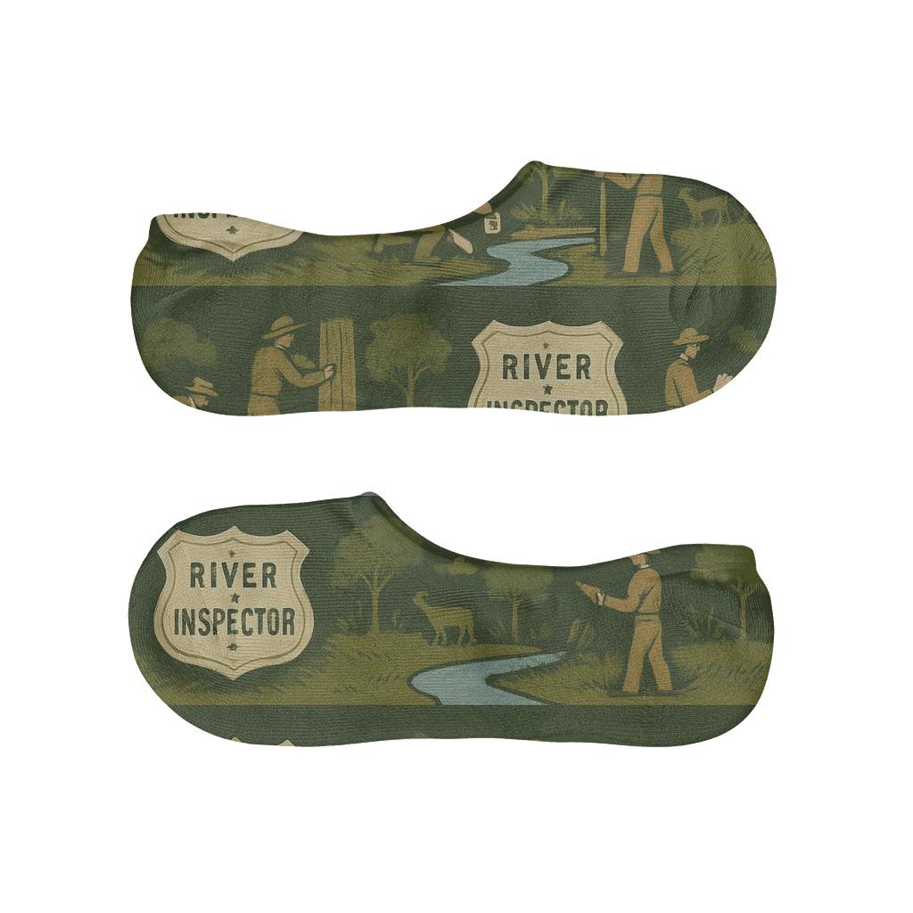 Environmental Inspector Badge And Riverbank Band Tessellation soft cotton no-show socks