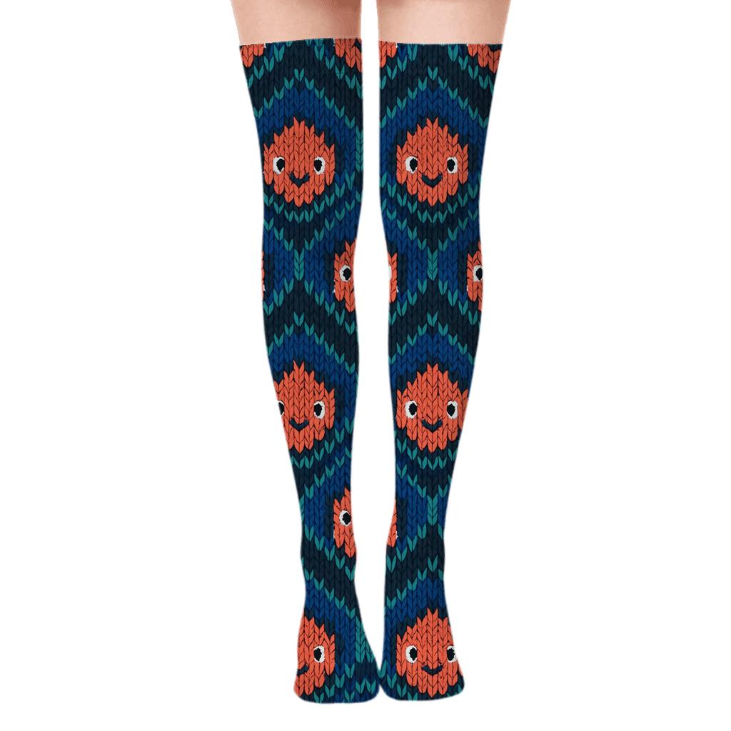 Fish Scale Chevron Party Print designer print over-the-knee socks