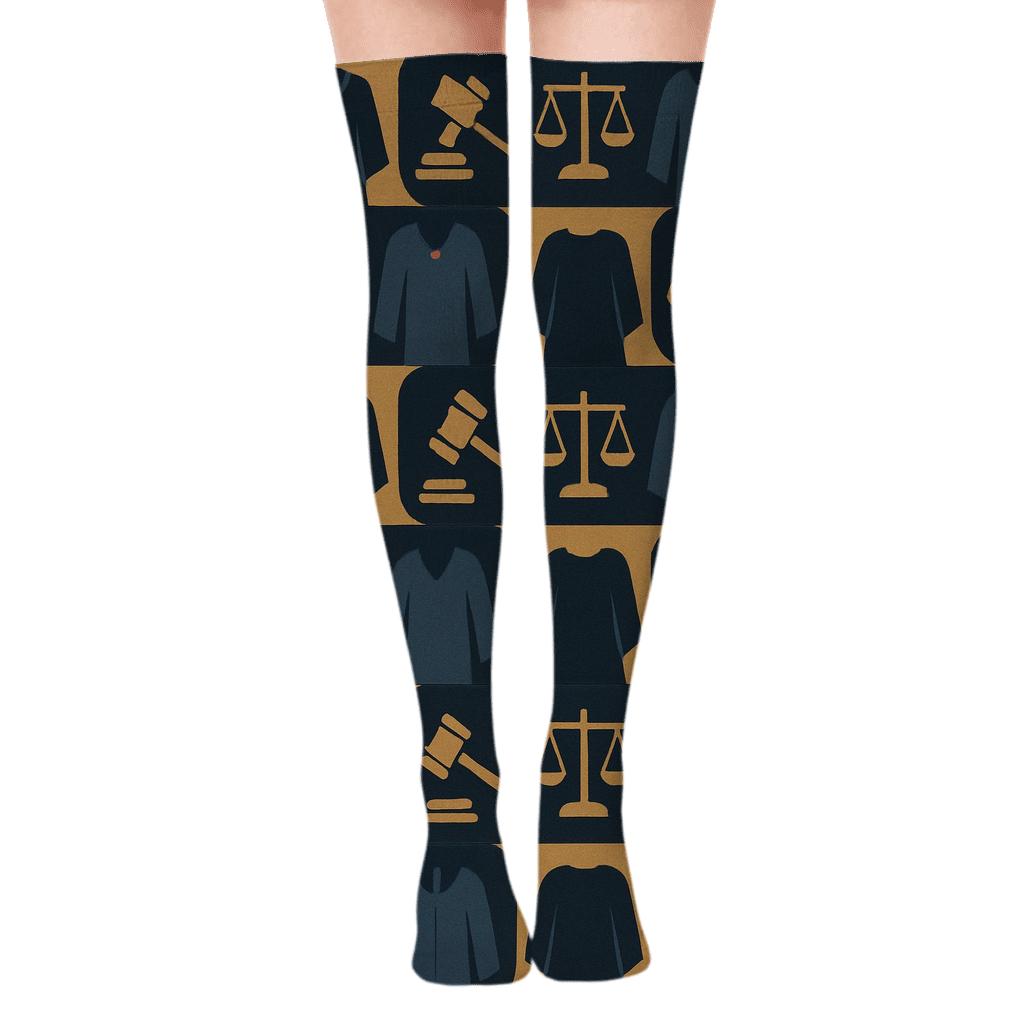 Judge-Grade Robe Stripe Tessellation soft everyday over-the-knee socks