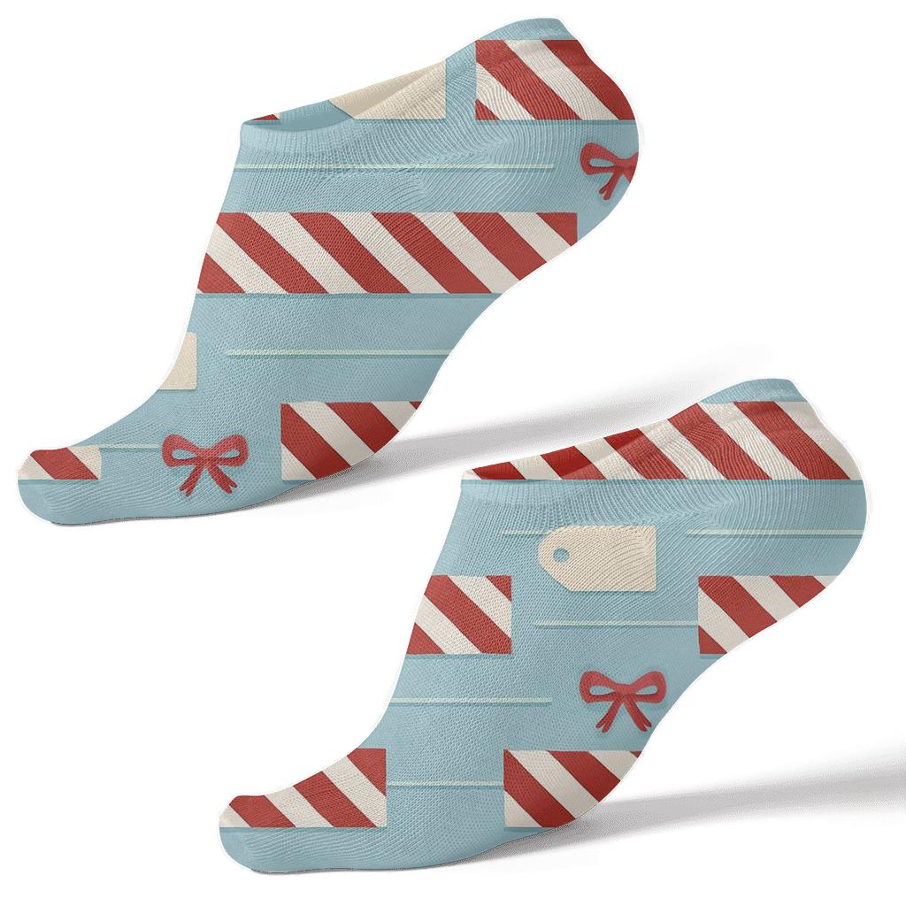 Icy Blue Stripe Interrupt Bands Candy Canes custom ankle socks