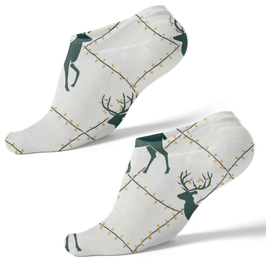 Xmas Reindeer Lattice With Twinkle Lights comfortable cotton ankle socks