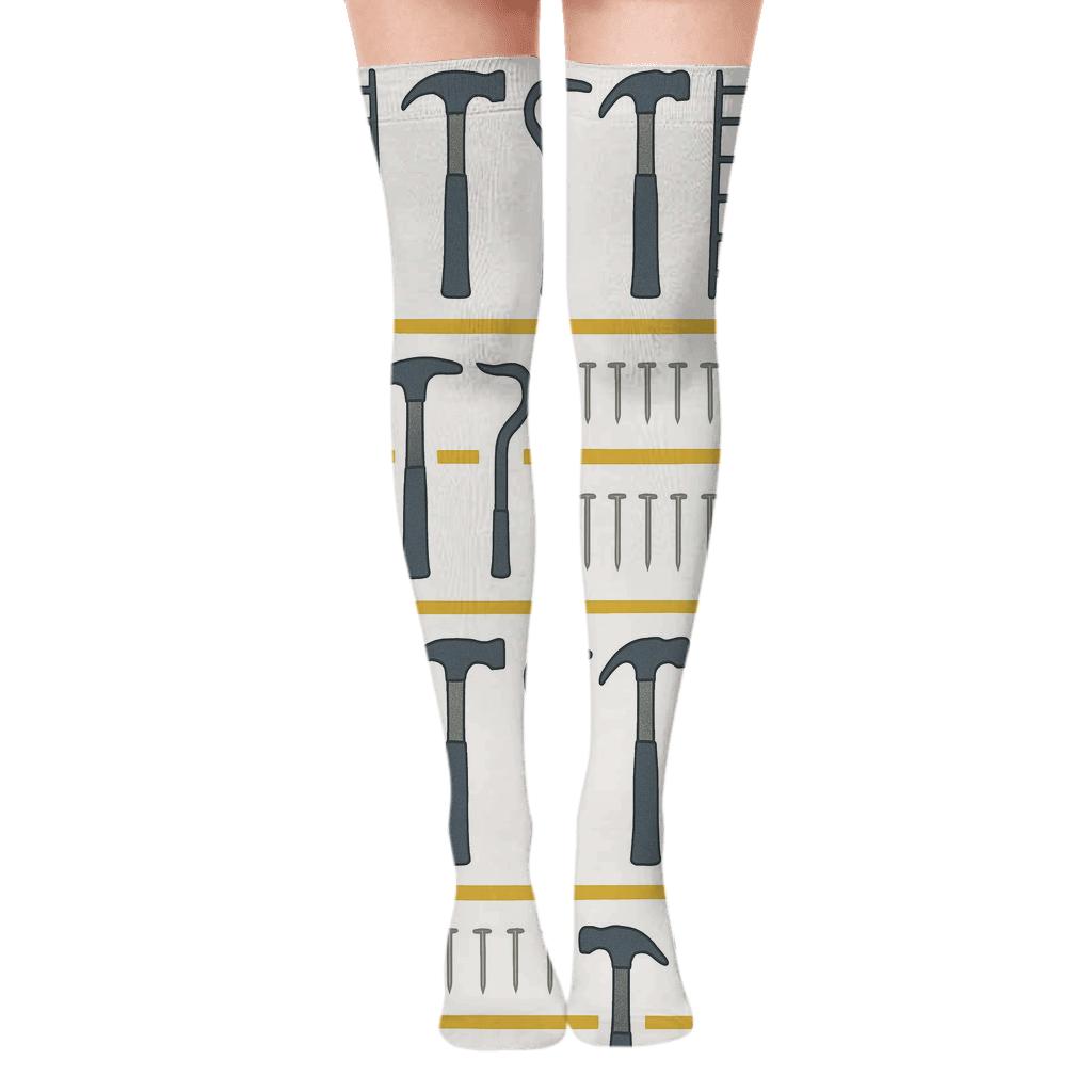 Roofing Tools With Roofer Rhythm Bands trendy patterned over-the-knee socks