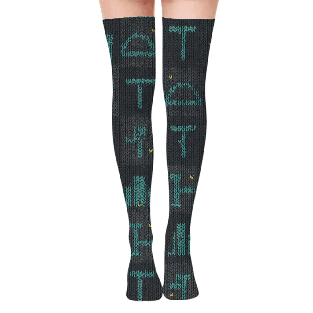 Knitted City Grid Architect Pattern unique graphic over-the-knee socks