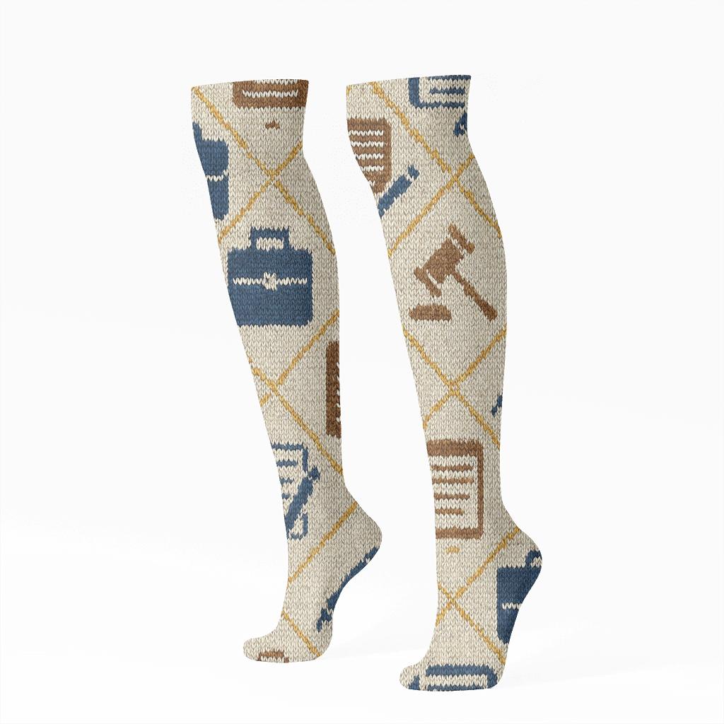 Knitted Briefcase Lattice Paralegal Pattern custom knee-high socks