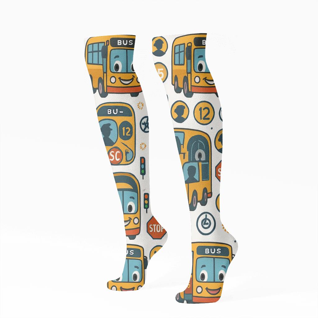 Route Badge Parade Bus Driver Pattern personalized knee-high socks
