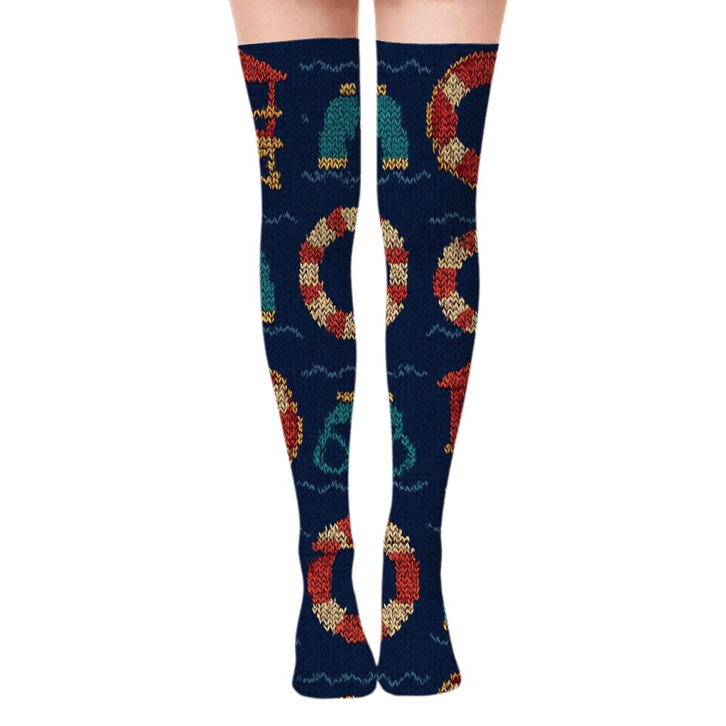 Knit Illusion Lifeguard Lookout Tiles custom over-the-knee socks
