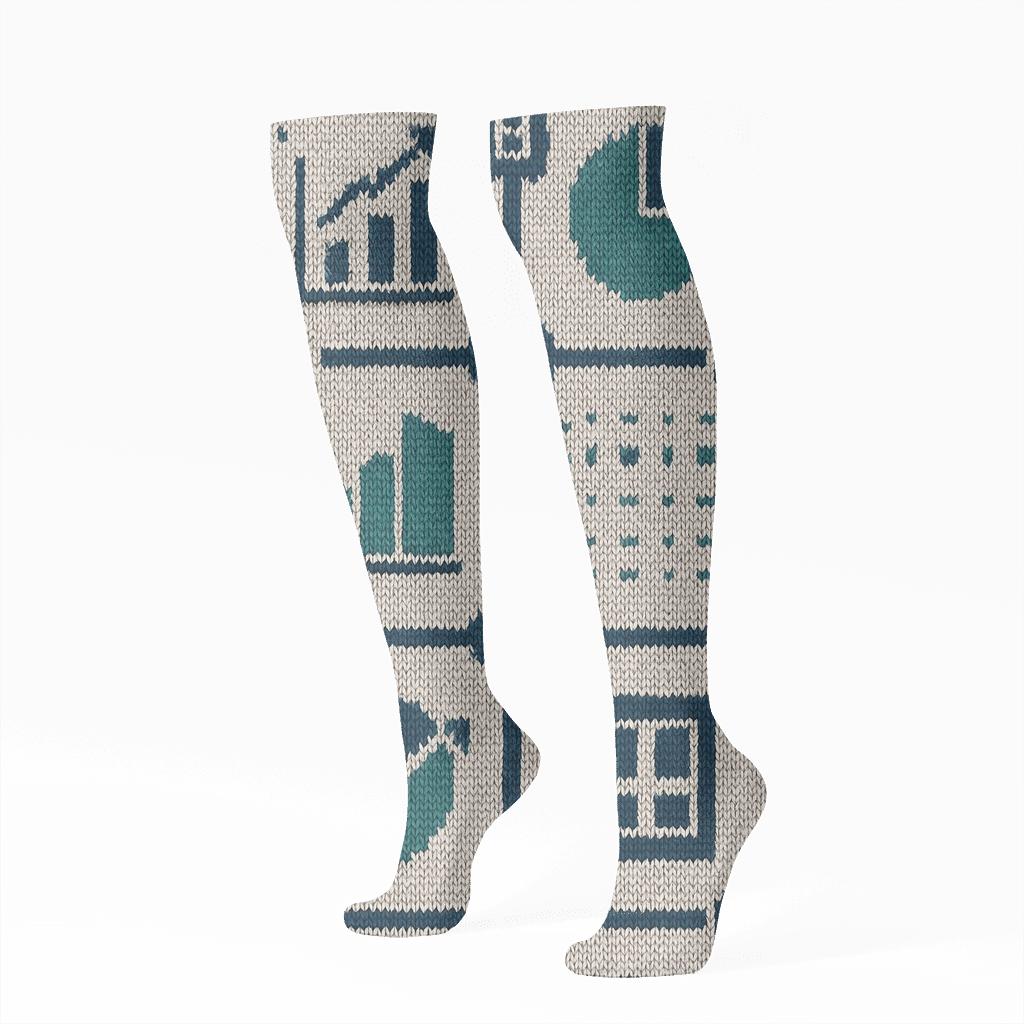 Data Analyst Chart Lattice Knit Illusion personalized knee-high socks