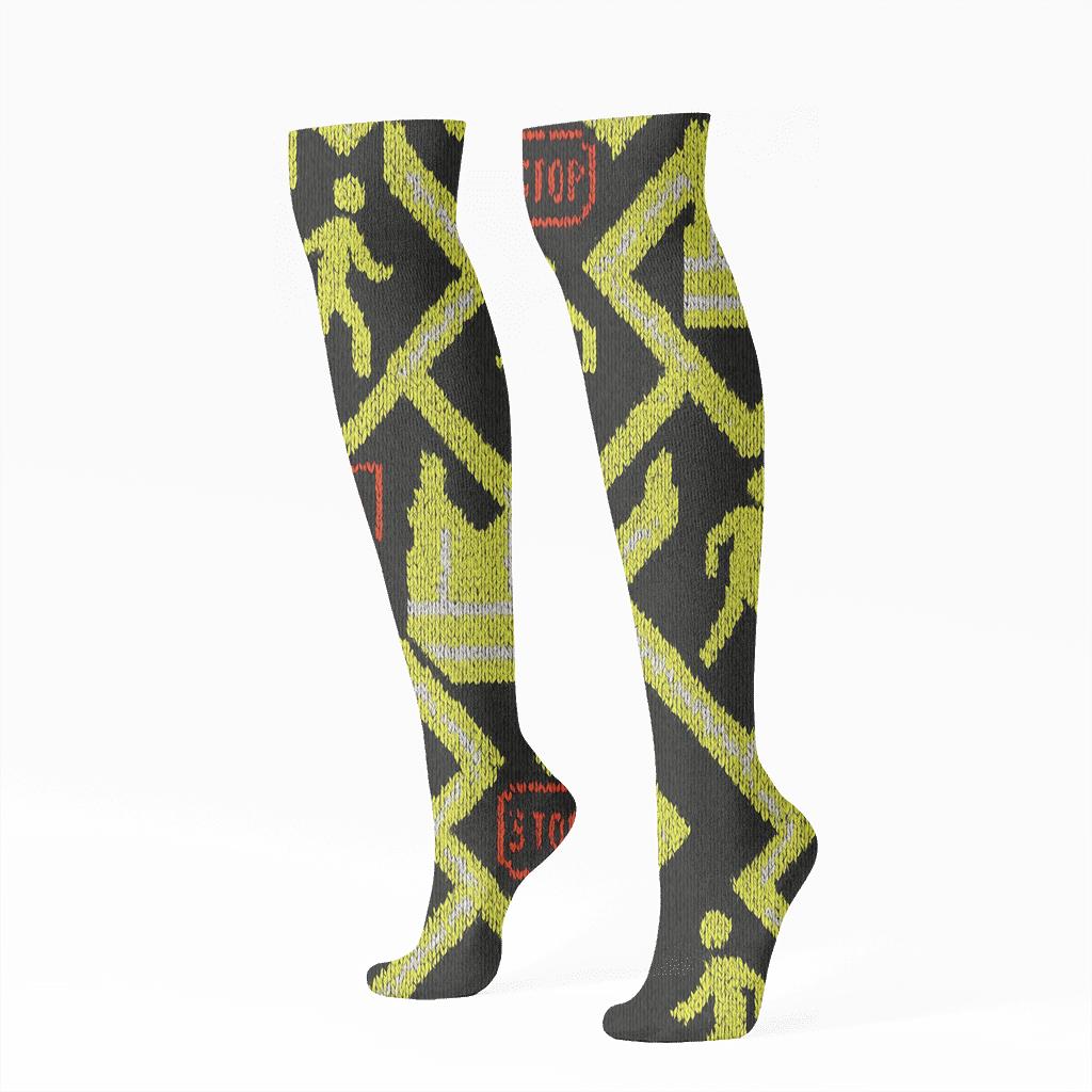 Urban Lattice With Crossing Guard Motifs personalized knee-high socks