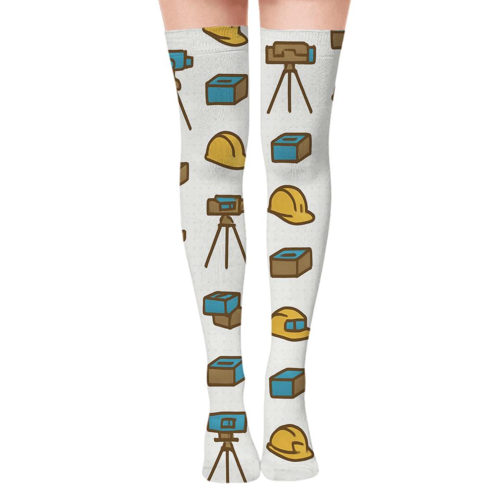 Survey Tools Tessellation For Civil Engineer stylish fashion over-the-knee socks