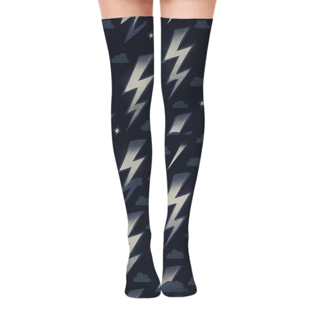 Vintage Voltage Bolt Banner Repeat personalized over-the-knee socks