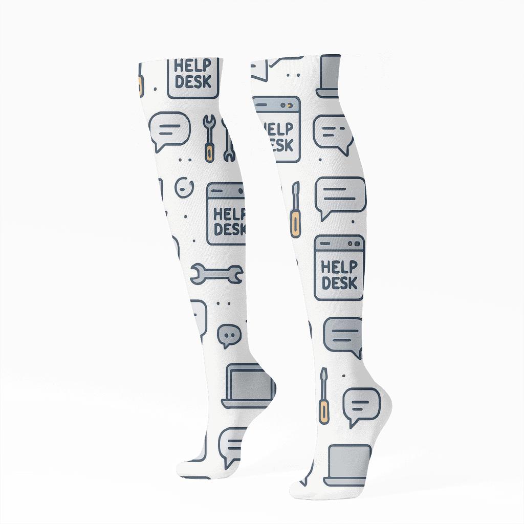 Ticket Triage Tiles With It Support Specialist Charm custom knee-high socks