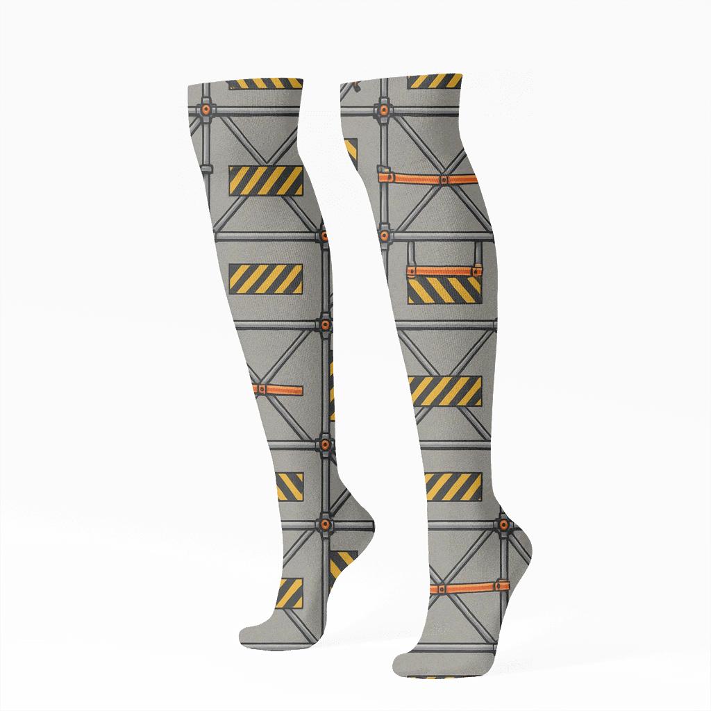 Scaffolding Chevron Study, Construction Worker Edition soft everyday knee-high socks