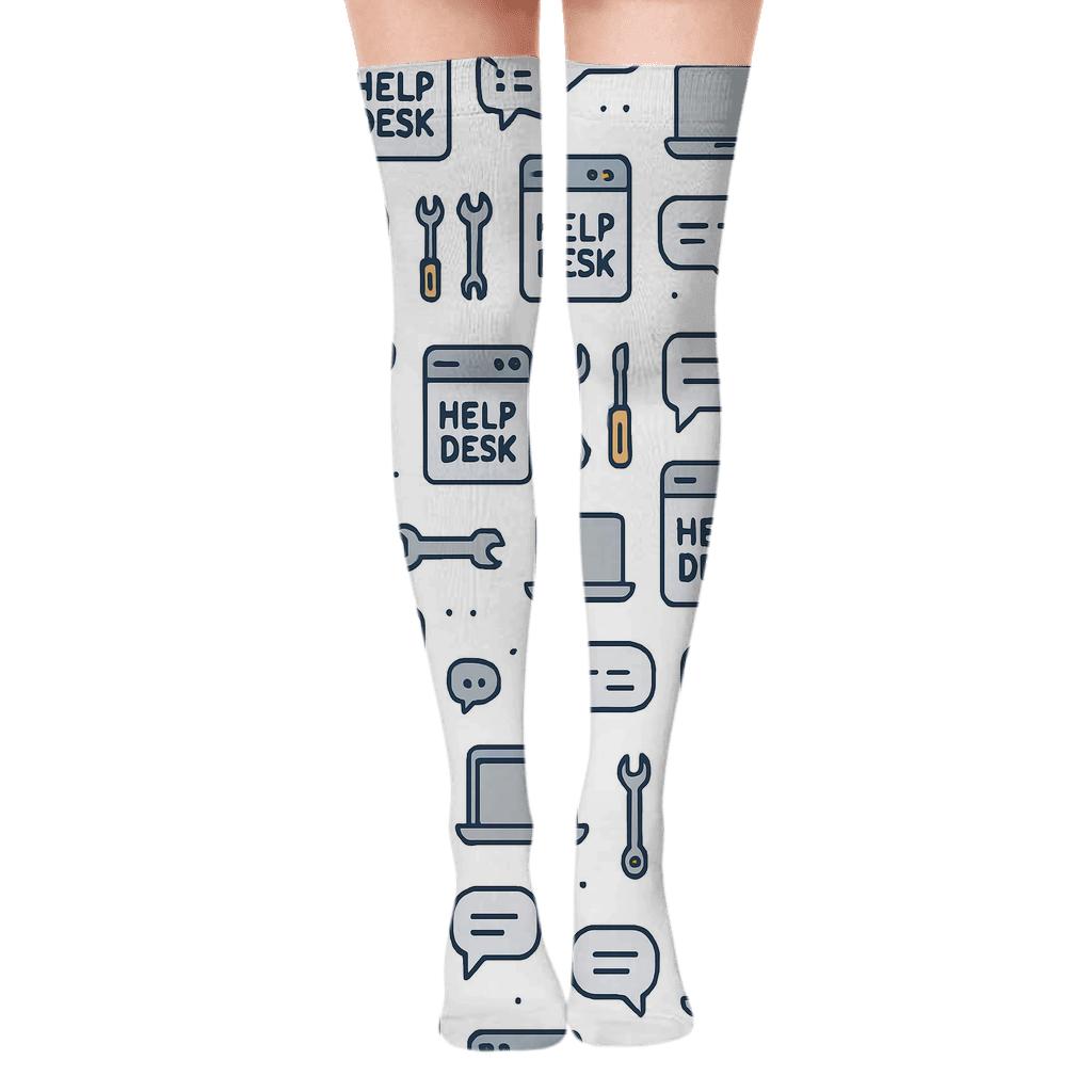 Ticket Triage Tiles With It Support Specialist Charm custom over-the-knee socks