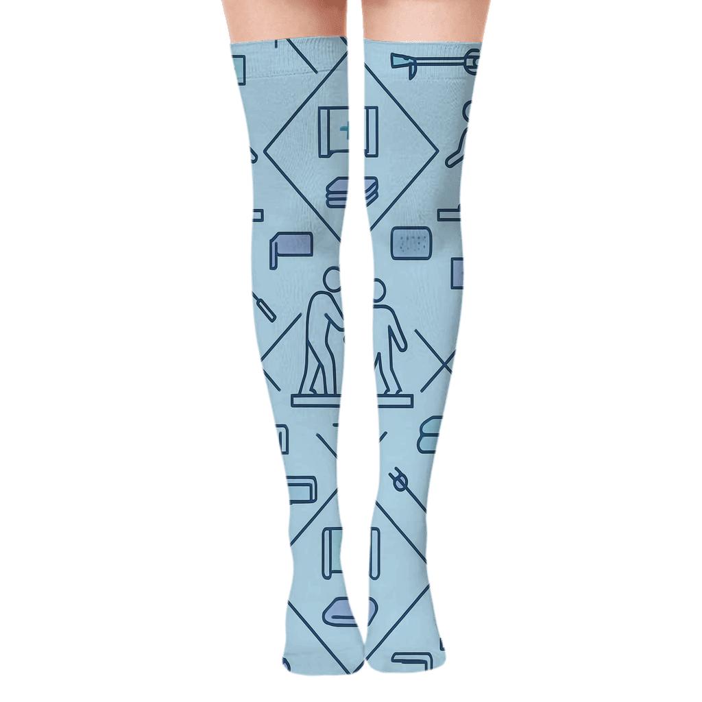 Sensory Ball Lattice With Occupational Therapist Silhouettes stylish fashion over-the-knee socks