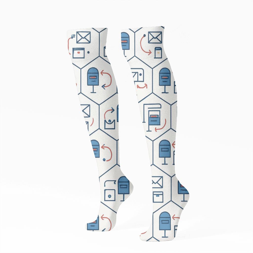Tessellated Envelope Routes With Postal Worker Rhythm soft everyday knee-high socks