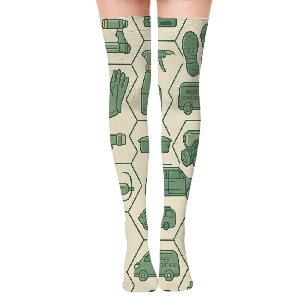 Honeycomb Service Collage For Pest Control Technician personalized over-the-knee socks